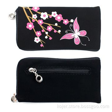 Velvet Zipper Cell Phone Pouches for iPhone with Quality Zipper Slider and Lanyard, Comes in Black